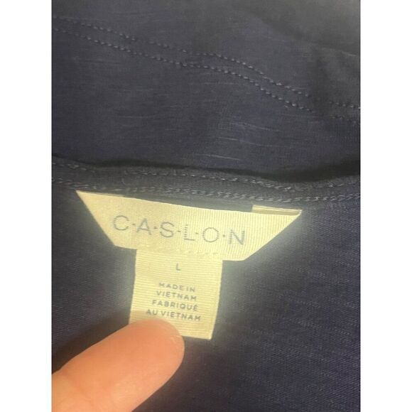 Caslon Flowy Asymmetric Neck Knit Tank In Navy Peacoat, Sz. L - Picture 6 of 13